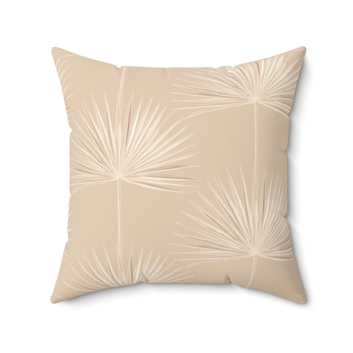 Palm Fan Pattern Faux Suede Pillow Tan