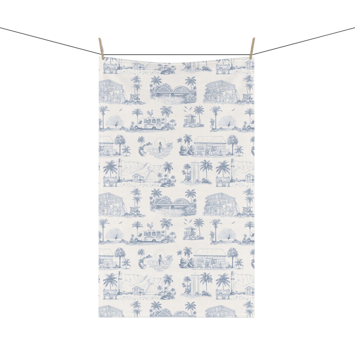 North Shore Tropical Linen Tea Towels light blue