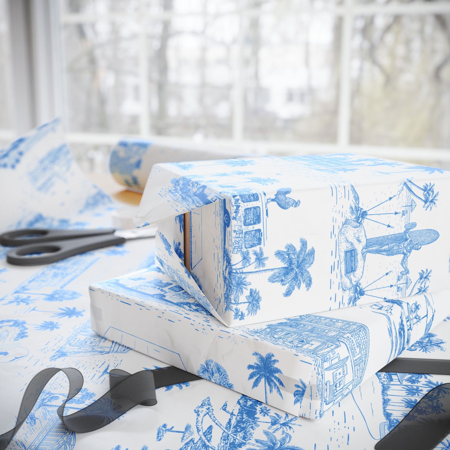 Oahu Toile Wrapping Paper Roll