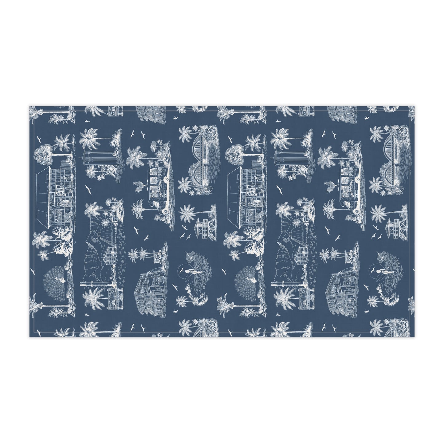 North Shore Tropical Linen Tea Towels dark blue