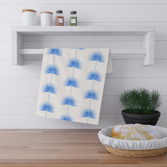 Blue Palm Fan Tea Towels dark blue