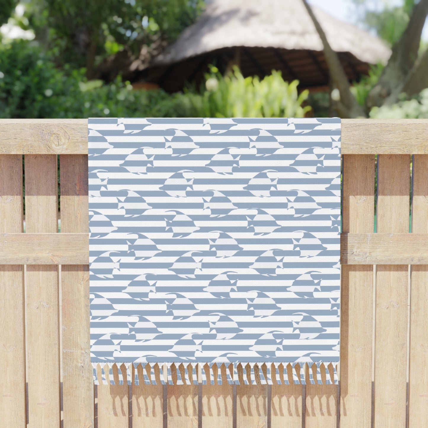 Stripe Fish Beach Cloth Towel Blue
