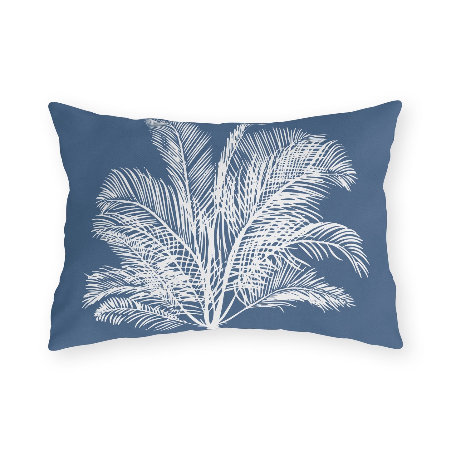 Wide Palm Outdoor Pillow Blue