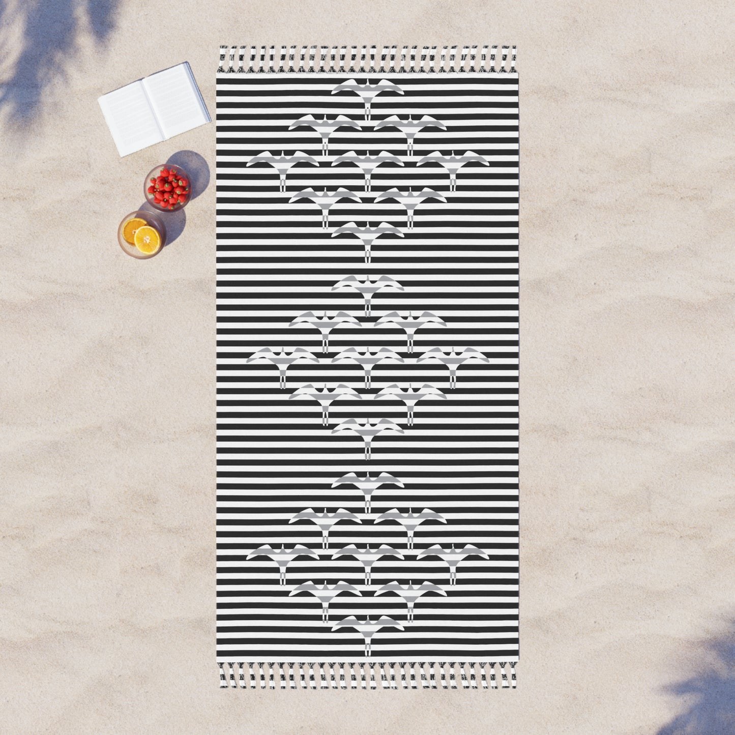 Stripe Iwa Bird Beach Cloth Towel