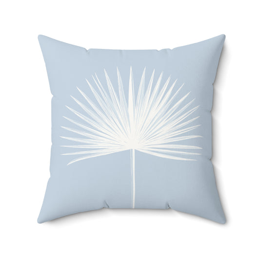 Copy of Palm Fan Pattern Faux Suede Pillow Light Blue