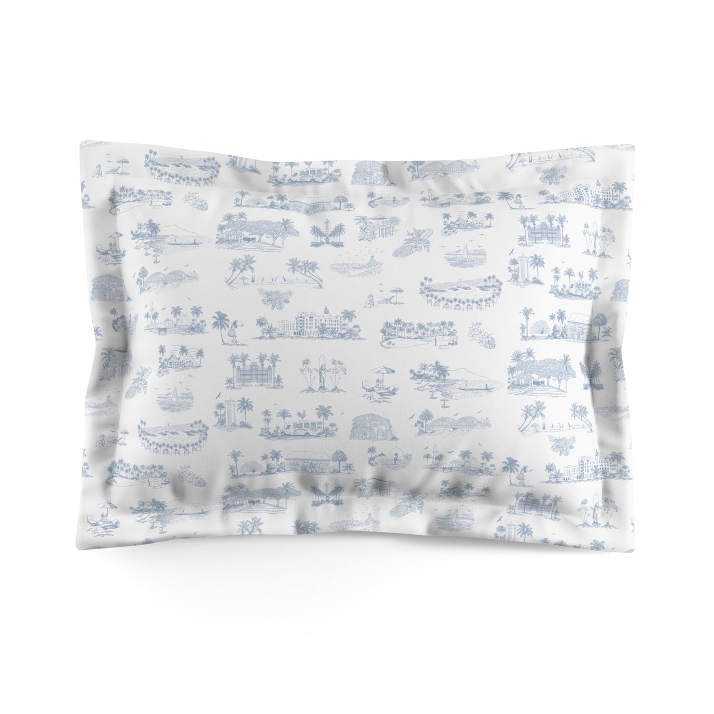 Oahu Pillow Sham white, light blue