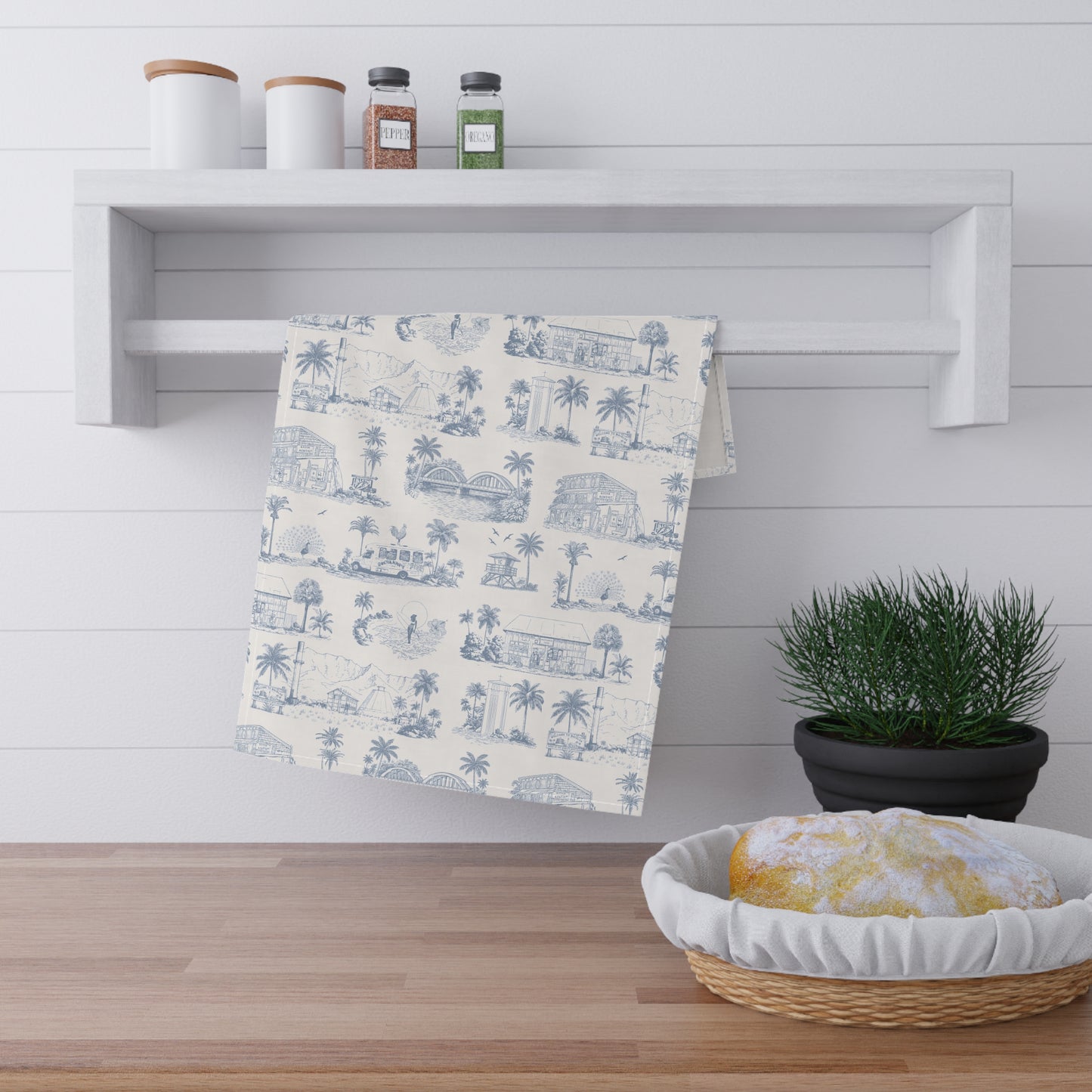 North Shore Tropical Linen Tea Towels light blue