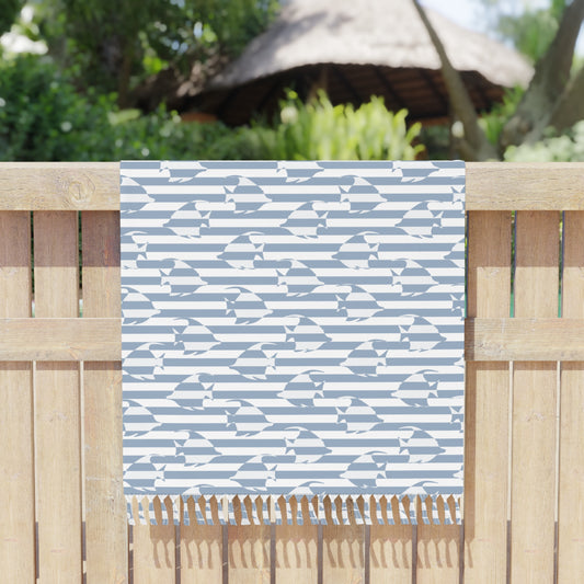 Stripe Fish Beach Cloth Towel Blue