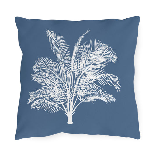 Wide Palm Outdoor Pillow Blue