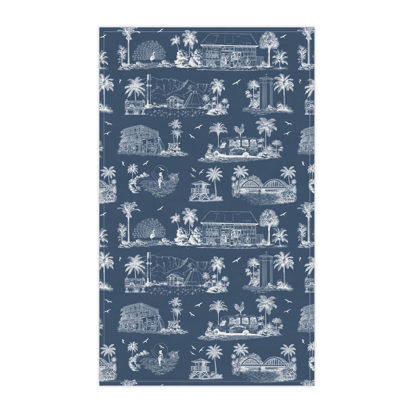 North Shore Tropical Linen Tea Towels dark blue
