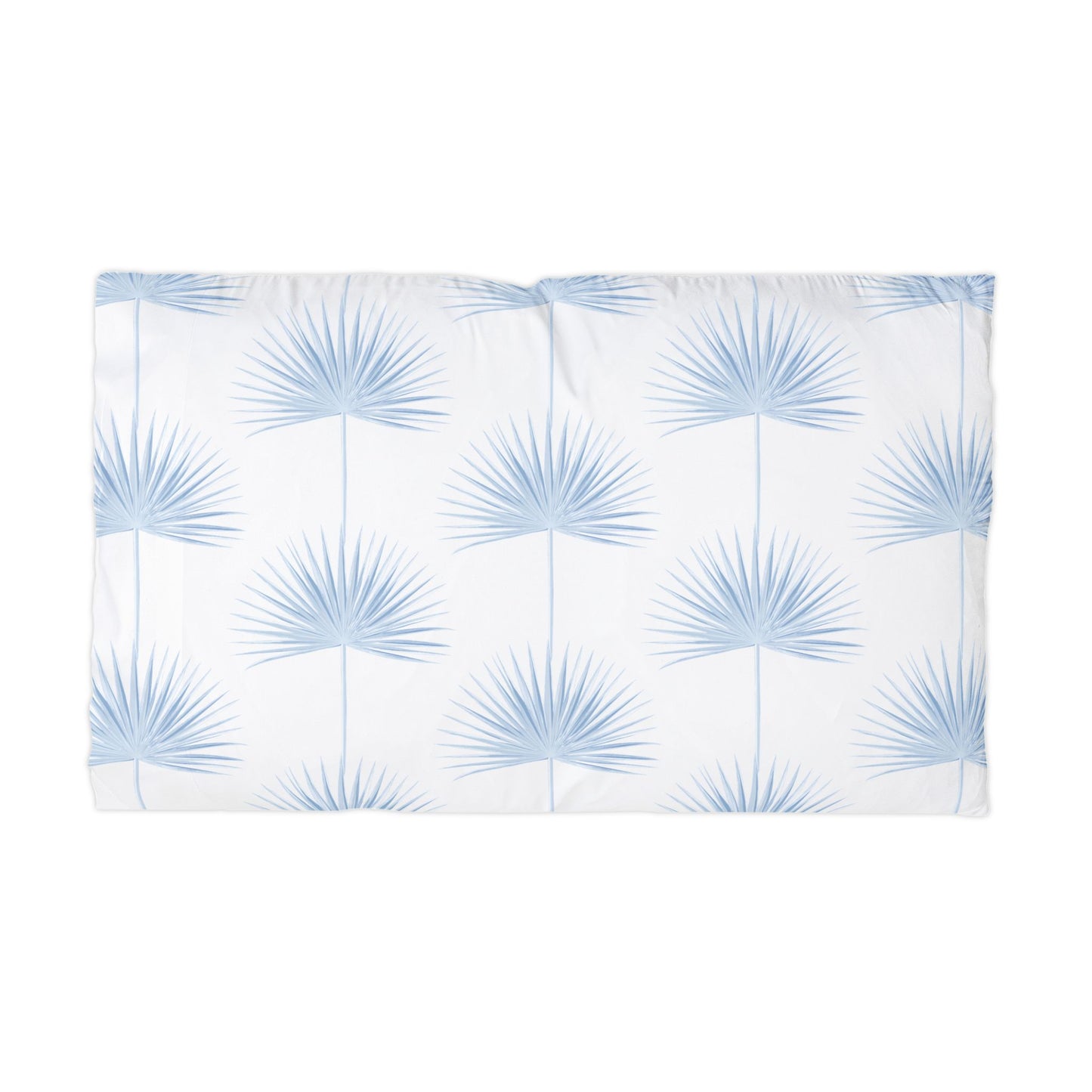 Fan Palm Fan Microfiber Pillowcase White/Blue