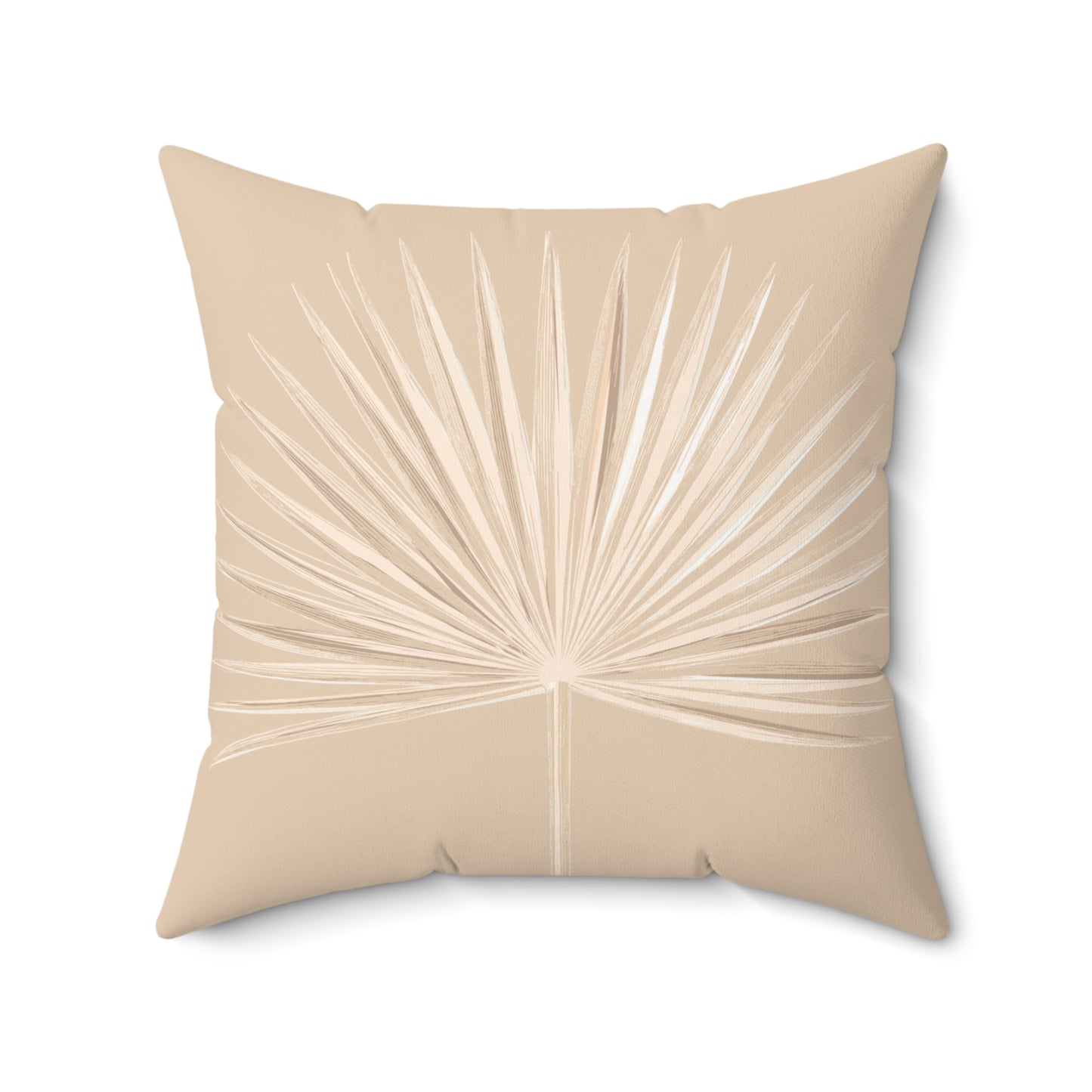 Single Palm Fan Pattern Faux Suede Pillow Tan