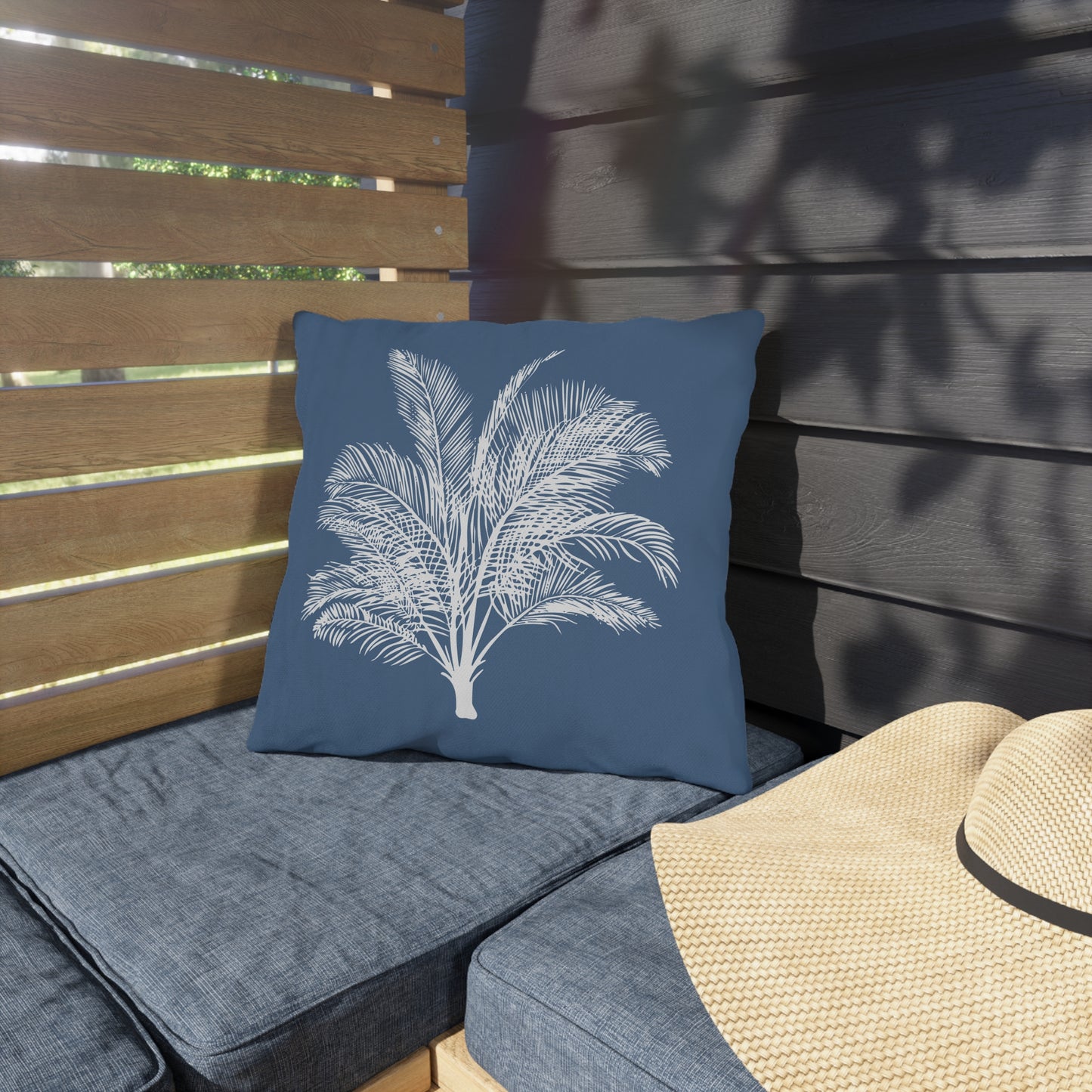 Wide Palm Outdoor Pillow Blue