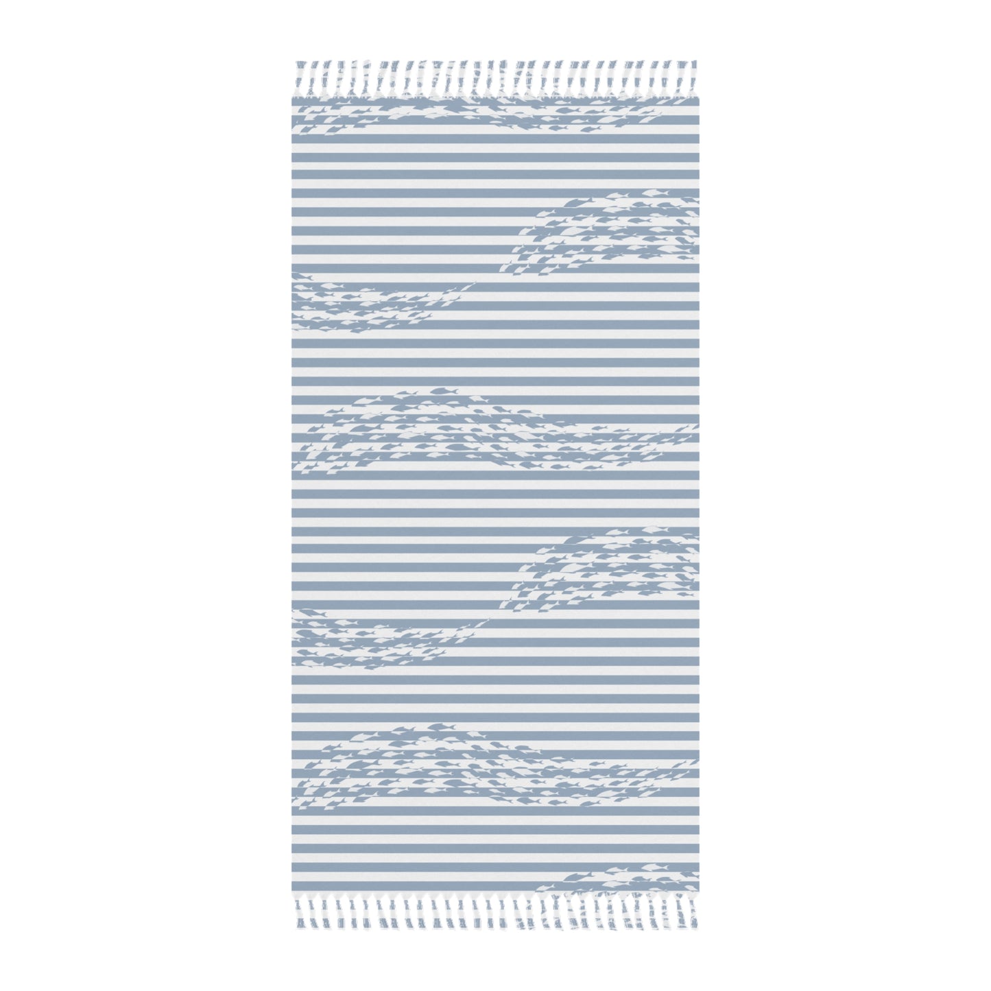 Stripe School of Fish Beach Cloth Towel Blue