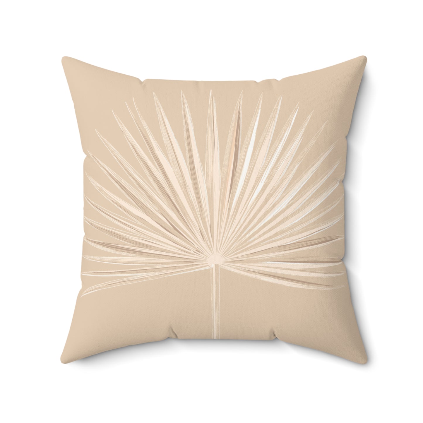 Single Palm Fan Pattern Faux Suede Pillow Tan