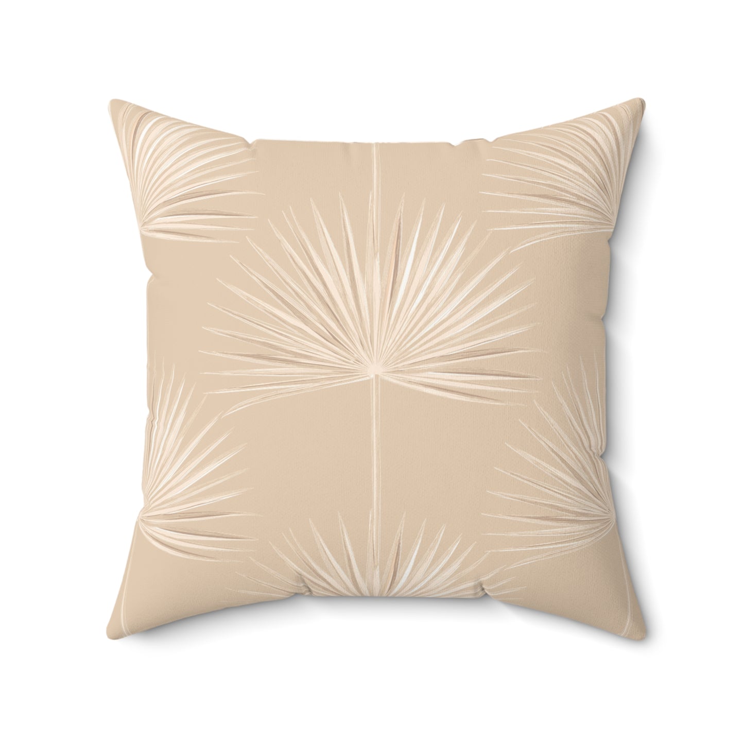 Palm Fan Pattern Faux Suede Pillow Tan
